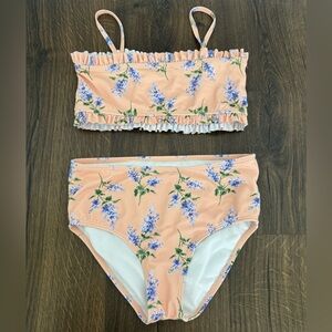 Janie and Jack Girls Floral Peach Bikini Set